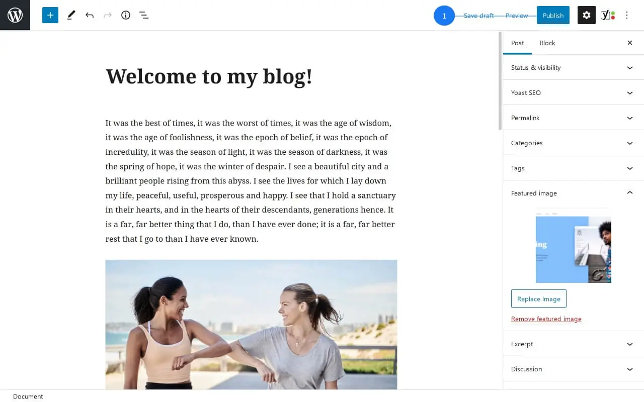 The Publish button in the WordPress post editor